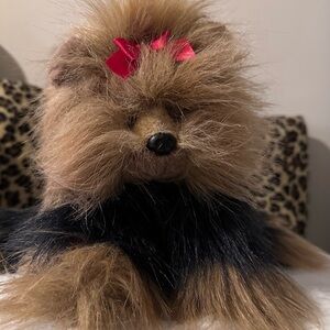 Vintage ty Yorkie with red bow stuffie
